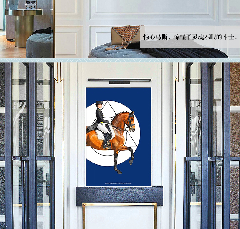 现代简约客厅装饰画 欧式玄关走廊壁画 法式晶瓷画 纯手绘油画 马背上的女子