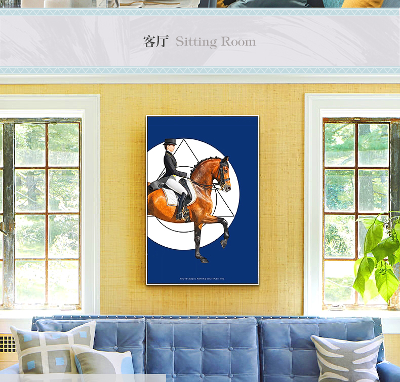 现代简约客厅装饰画 欧式玄关走廊壁画 法式晶瓷画 纯手绘油画 马背上的女子